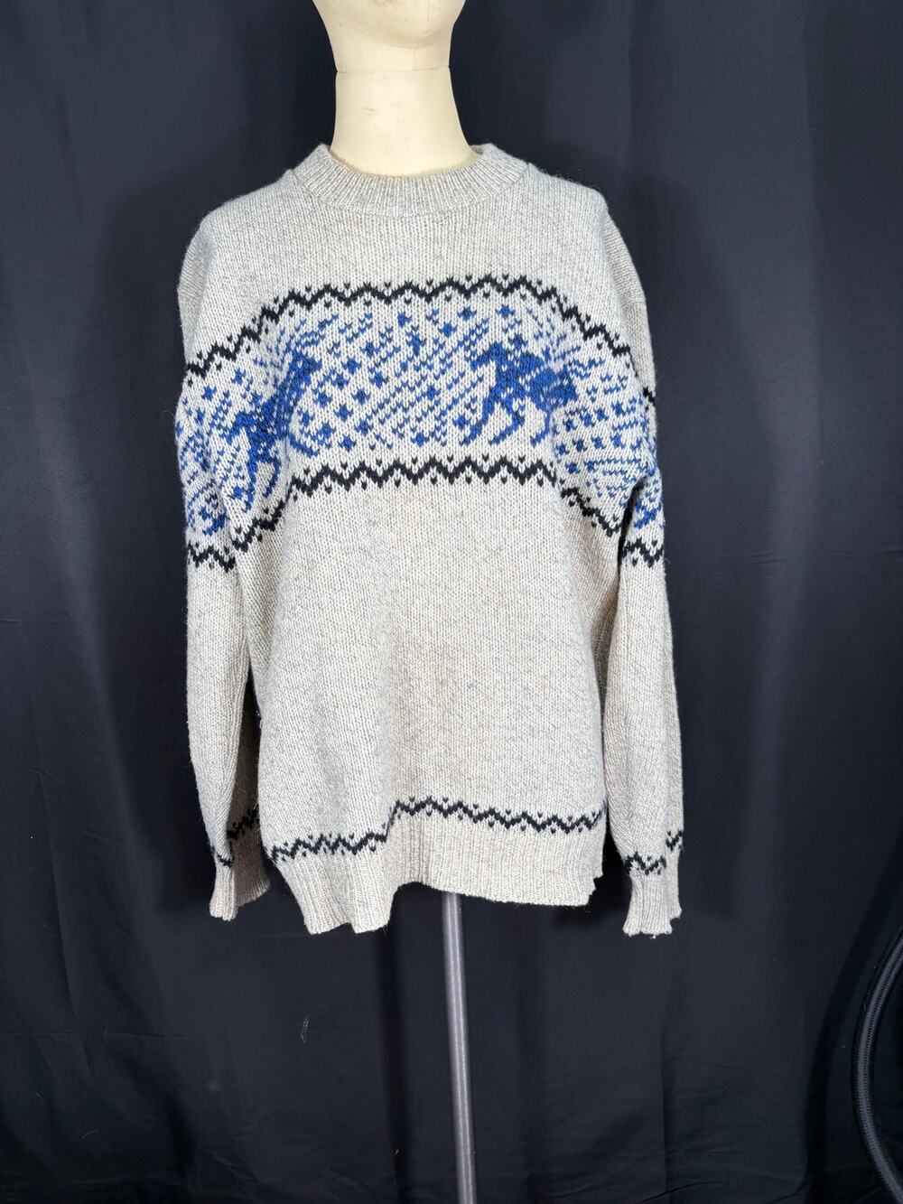 Vintage Men's Nordic Heavyweight Ski Sweater Continental XL Deer Winter Theme